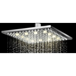 Ope hoofddouche 40x40cm met LED wit licht LH251250 inclusief vierkante muurstang 
